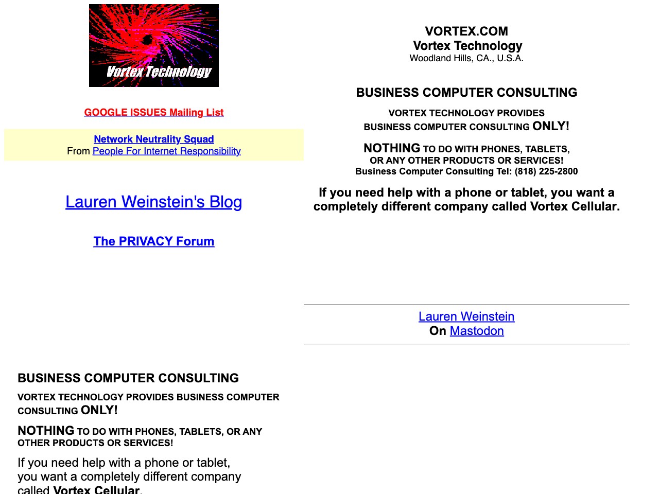 Vortex Technology — the old site